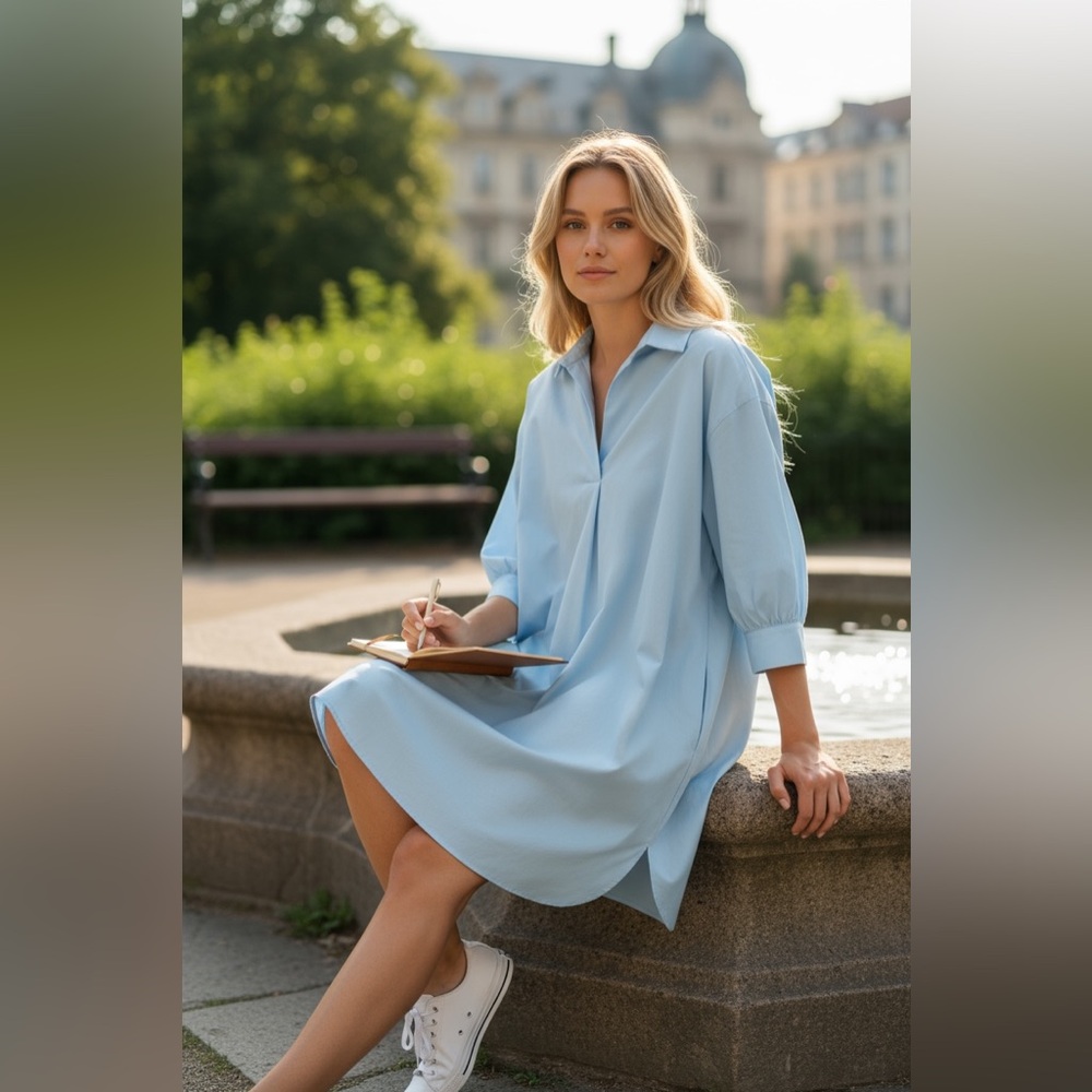 Nordstrom Size Small Midi Shirt Dress. Blue.